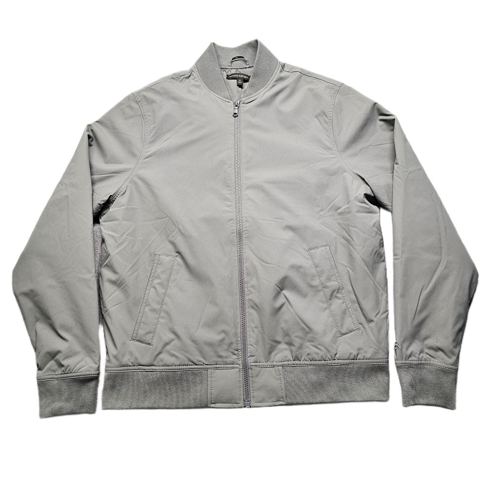 Banana Republic Bomber Jacket Mens Medium Gray Lined Water Resistant Full Zip